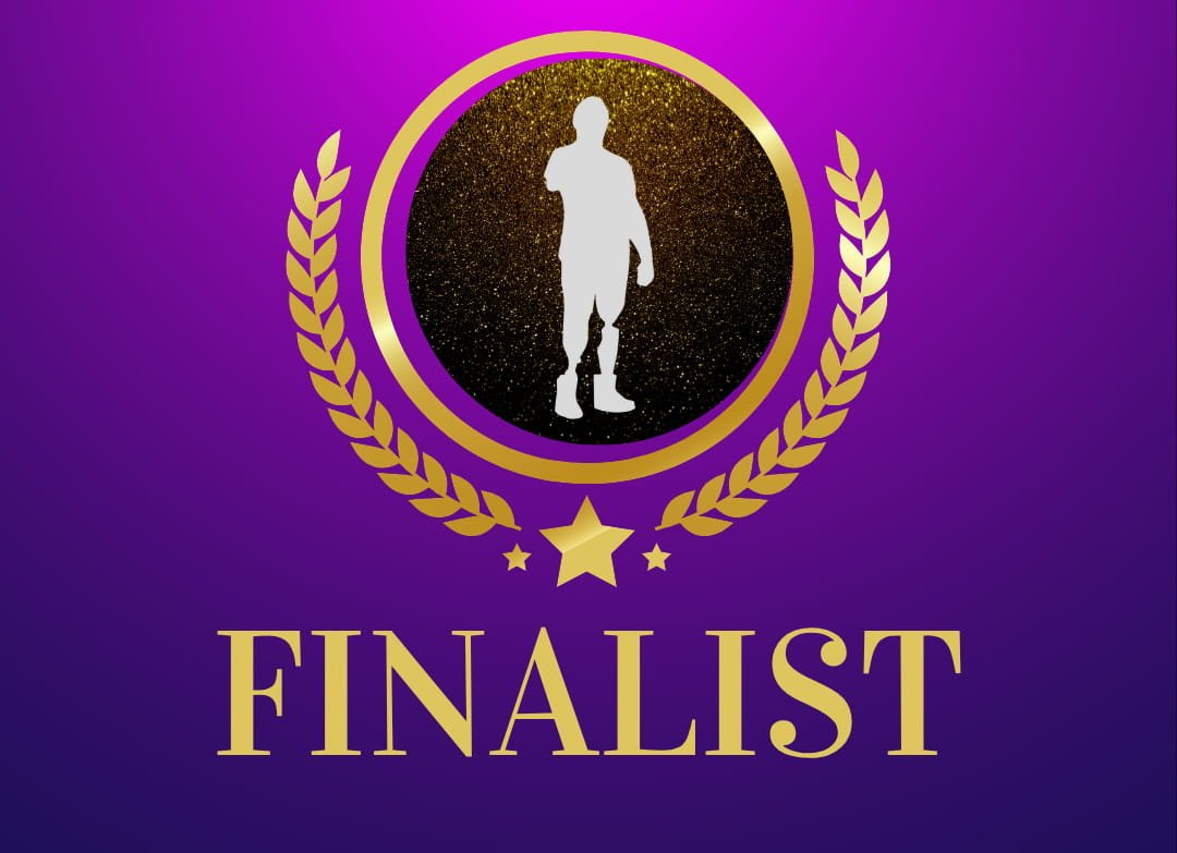 A purple background with a golden crest logo from the Stand tall Foundation